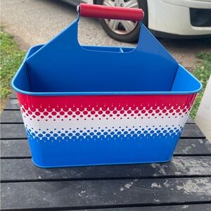 Red, White, and Blue Metal Caddy
